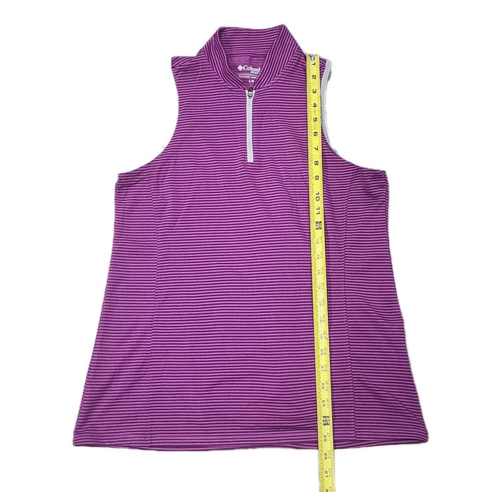 Columbia Top Womens Large Pink Purple Stripe Golf Omni Wick 1/4 Zip Polo - Picture 4 of 8